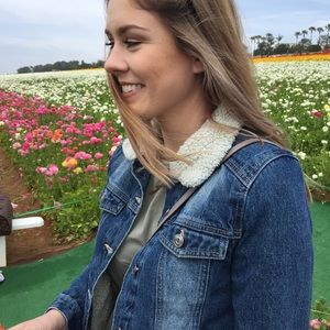 Faux fleece lined denim jacket